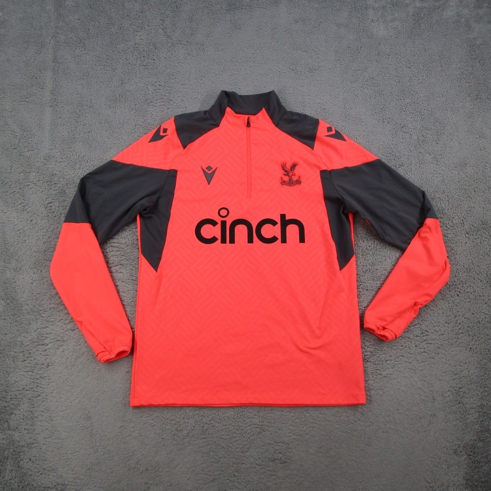 Macron Crystal Palace FC Training Top Mens Large Red Grey 1/4 Zip Soccer Jersey